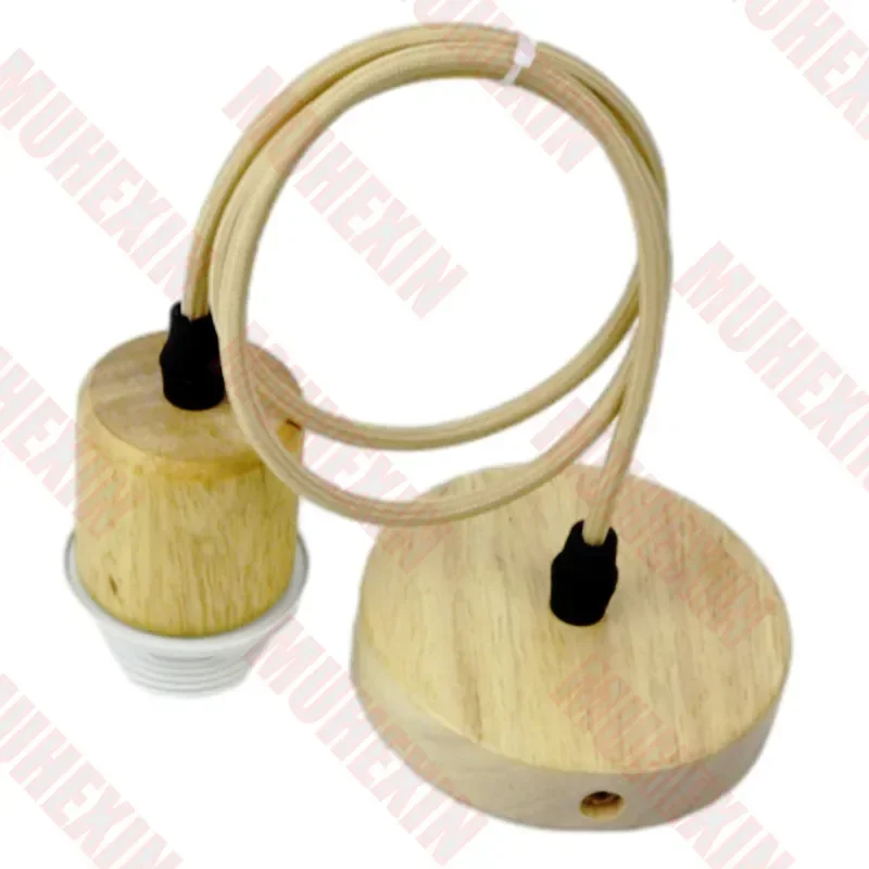 Wooden E27 Lamp Holder For Lamp Shade Hanging 1M/1.5M Cable Wire For Ceiling Chandelier Base Ceiling Pendant Light Fixture