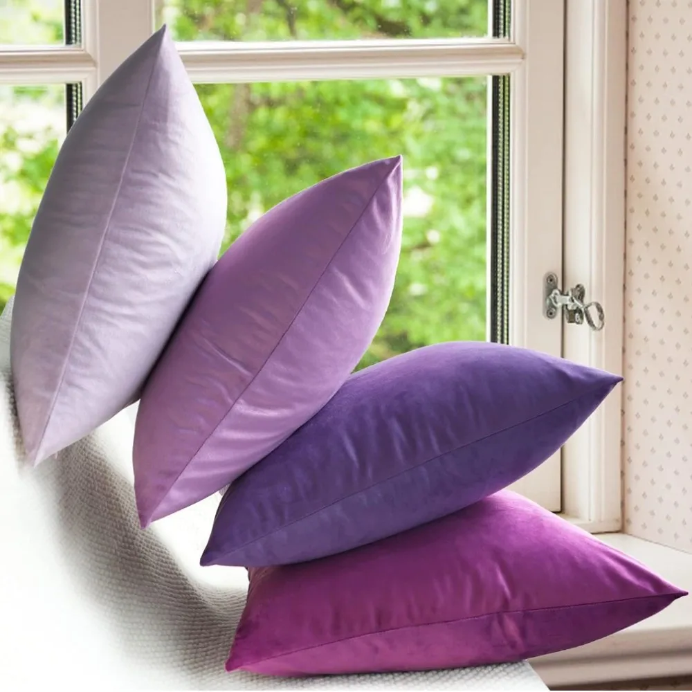 Purple Soft Velvet Cushion Covers Luxury Solid Pillowcases for Living Room Sofa Nordic Home Decoration Pillows Cover Gift