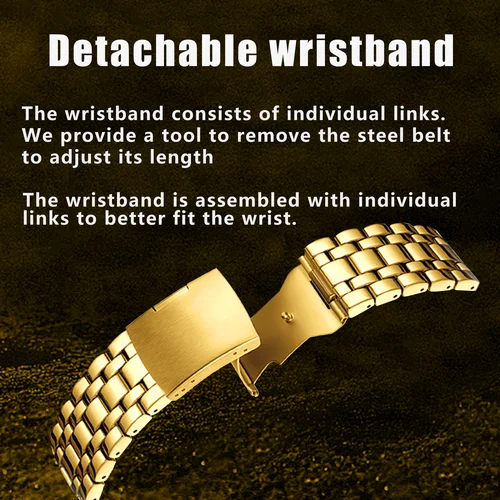 Imagen 2 del producto YaLaLuSi Reloj de lujo multifuncional para hombre, correa dorada con esfera atmosférica, caja de regalo moderna y práctica