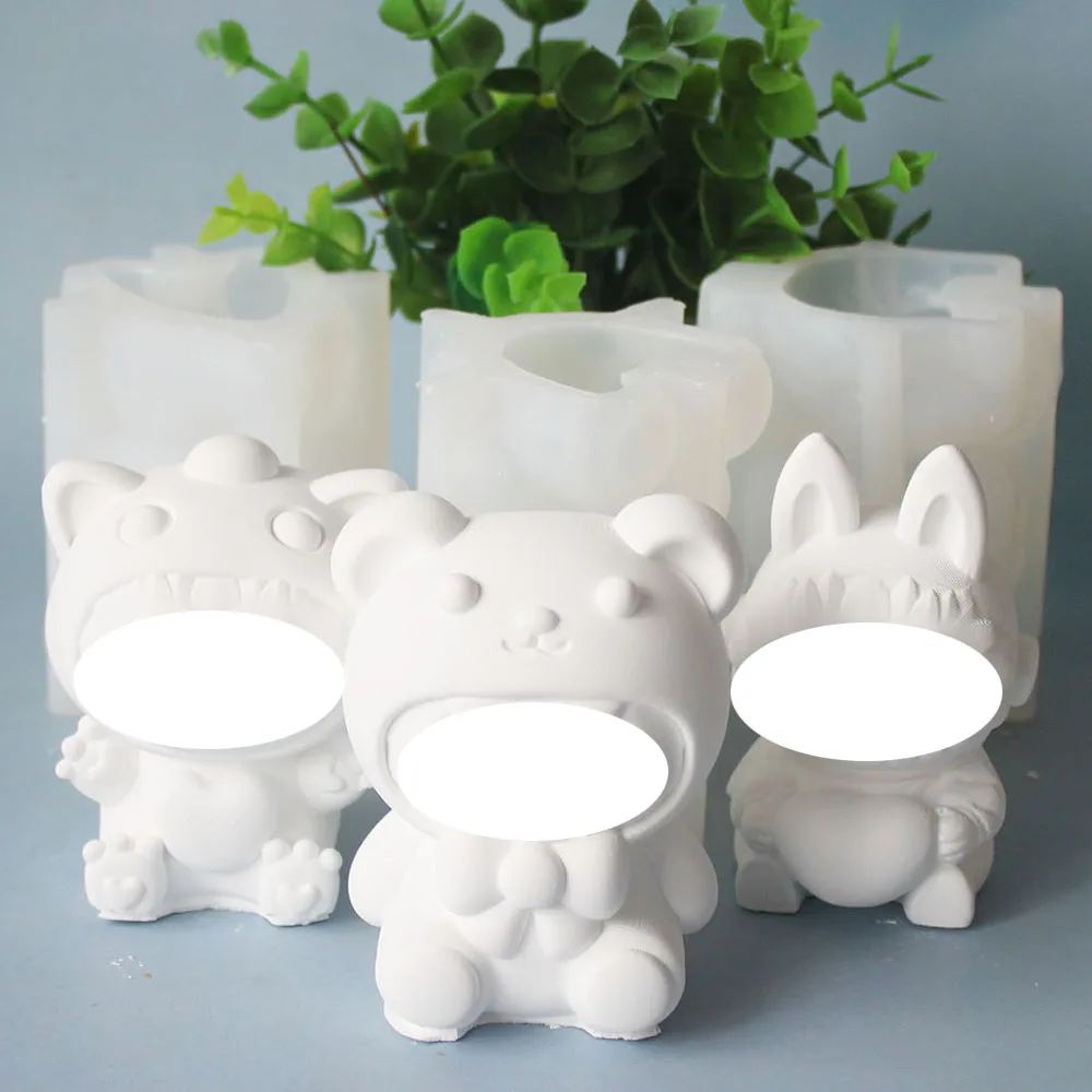 Internet Celebrity Cartoon Animal Lala Handicraft Gypsum Ornaments Candle Mold Bubu Epoxy Silicone Mould Home Decor Accessories