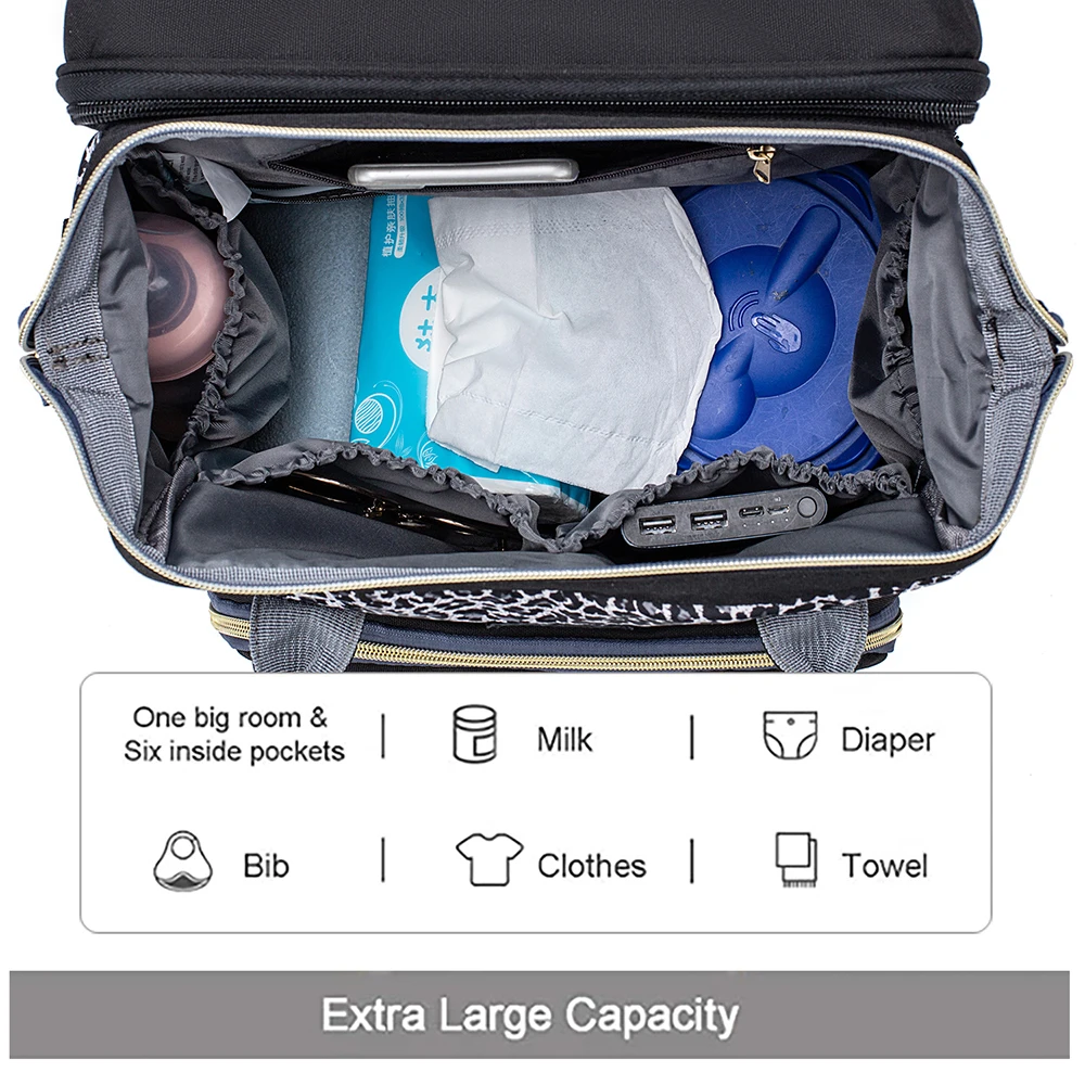 Foldable Baby Bed 3 in 1 Diaper Bag Backpack Waterproof Travel Bag with USB Charge Diaper Bag Backpack with Changing Bed 3 Types