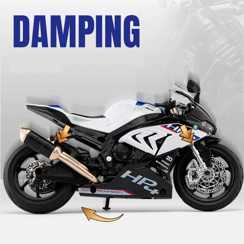 1:12 S1000RR HP4 Race Alloy Top luxury Sports Motorcycle Model Diecasts Metal Road Racing Motorcycle Model Sound Light Kids Gift