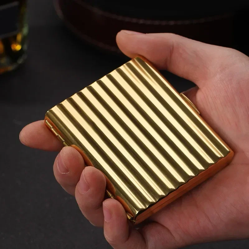 

Portable Hand-rolled Copper Cigarette Case Corrugated Special Pocket Cigarette Holder for 70mm Tobacco Smoking Gift Box