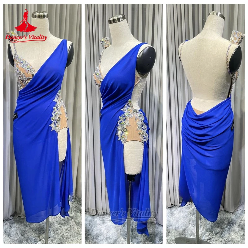 فساتين نسائية لاتينية مثيرة بدون ظهر بحمالات متقدمة مخصصة لحيوية الراقصة تشاتشا سامبا السالسا زي احترافي