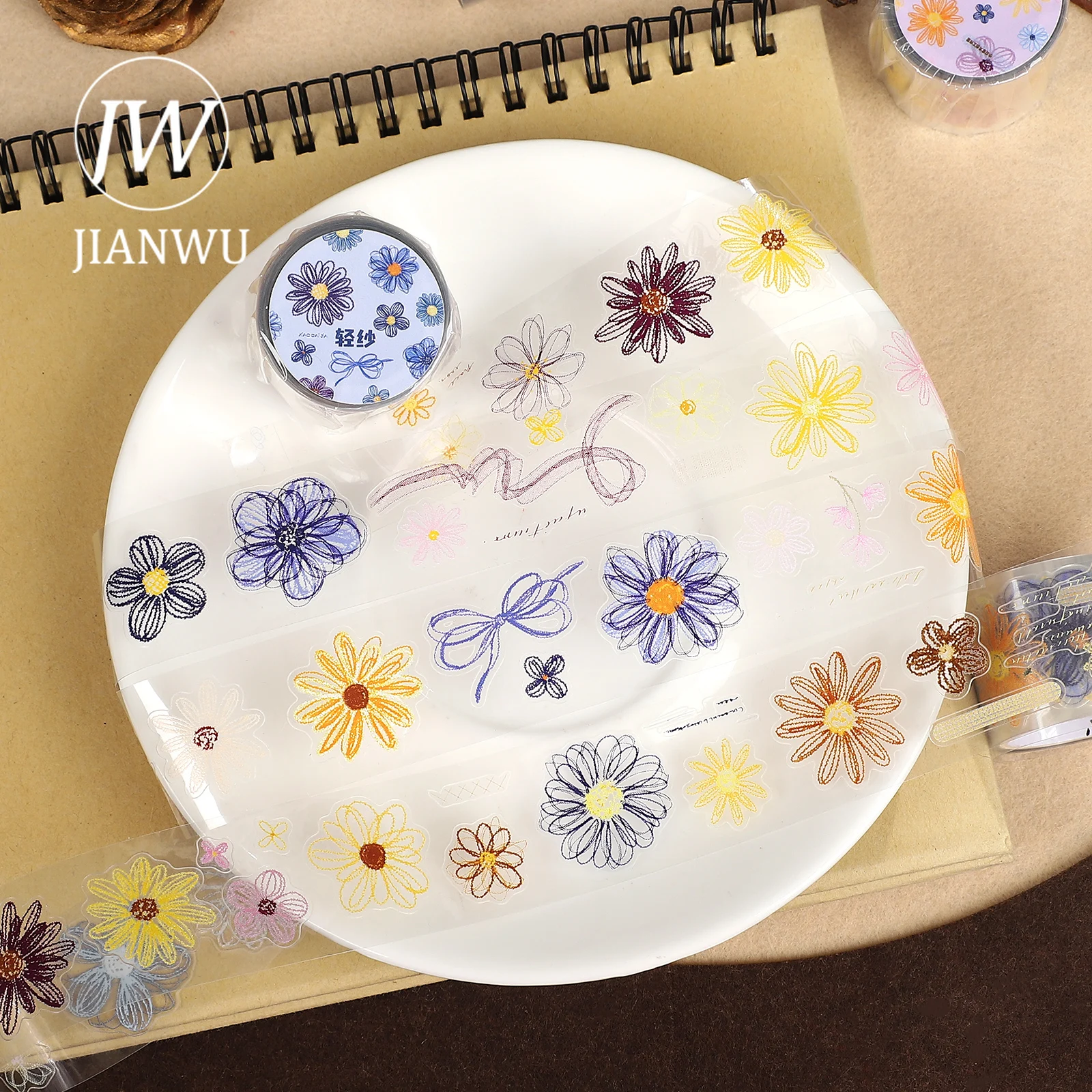 

JIANWU 30mm*3m Vintage Flower Landscape Material Collage Scrapbook PET Tape Creative DIY Journal Stationery