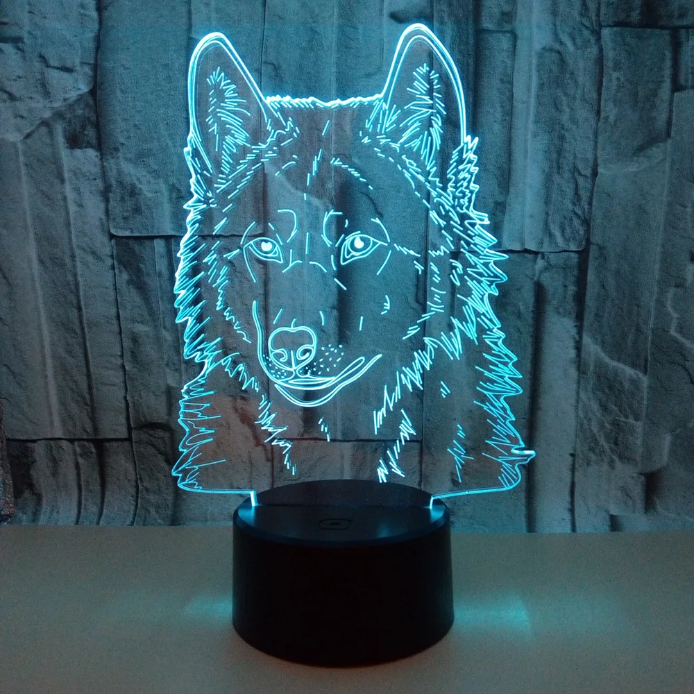 Nighdn Wolf Night Light para niños, lámpara de mesita de noche para niños, lámpara de mesa USB, decoración de dormitorio, regalo de cumpleaños para