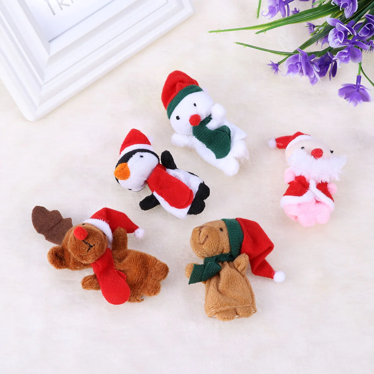 10 Pcs Puzzle Baby Plush Figure Toys Santa Clause Finger Puppet Storytime Puppets Christmas