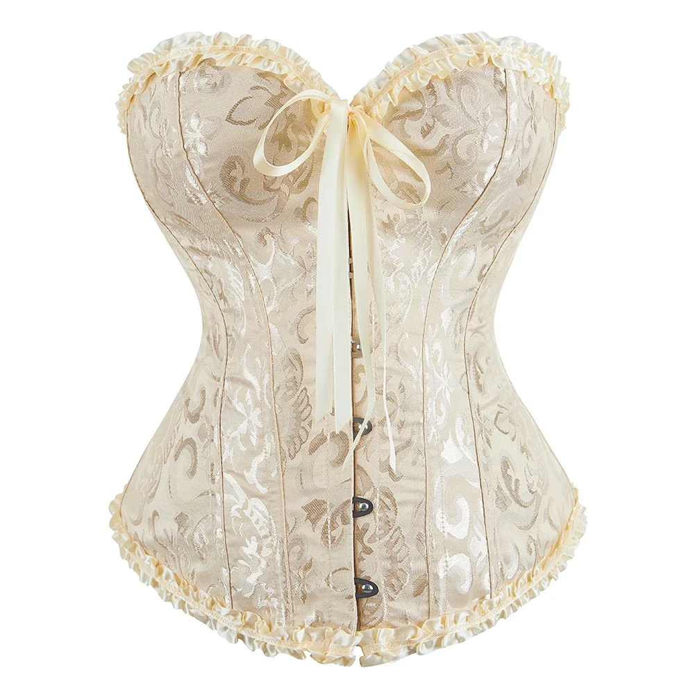 Sexy Corsets And Bustiers Vintage Floral Lace up Boned Korset Gothic Women Overbust Corset Top Body Shaper Lingerie