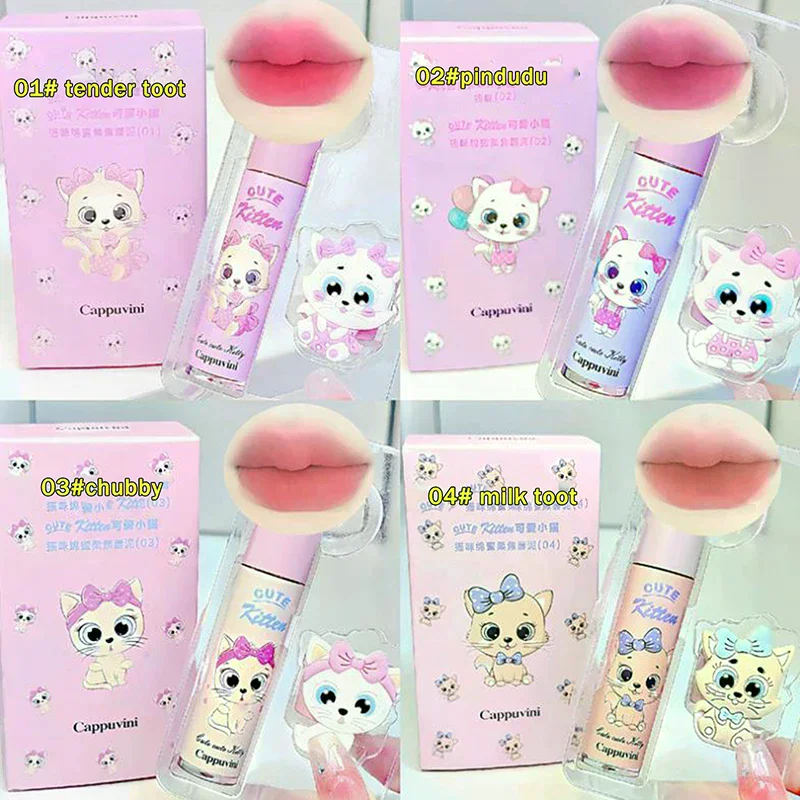 Cappuvini Mousse impermeabile Lucidalabbra Liscio Facile da indossare Velluto Pesca Rosa Fango per labbra Nudo Rossetto liquido duraturo Trucco cosmetico