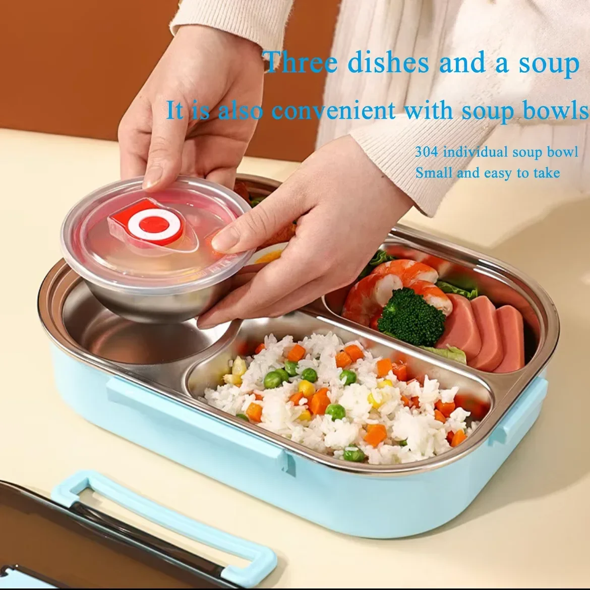 

Lunch Box 304 Stainless Steel Divided Bento Box Thickened Insulation Heating Student Office Worker Passenger Meal Box