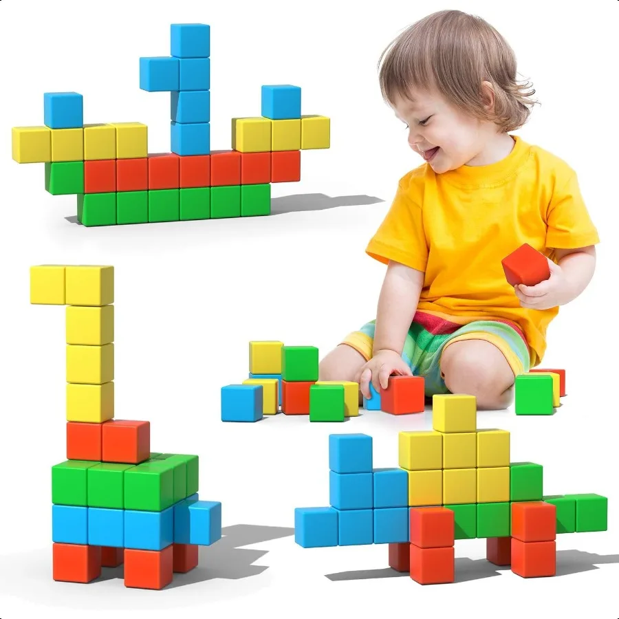 

Magnetic Blocks 1.34 inch Large Magnetic Building Blocks 3D Magnetic Cubes for Toddlers Preschool Educational Construction Kit
