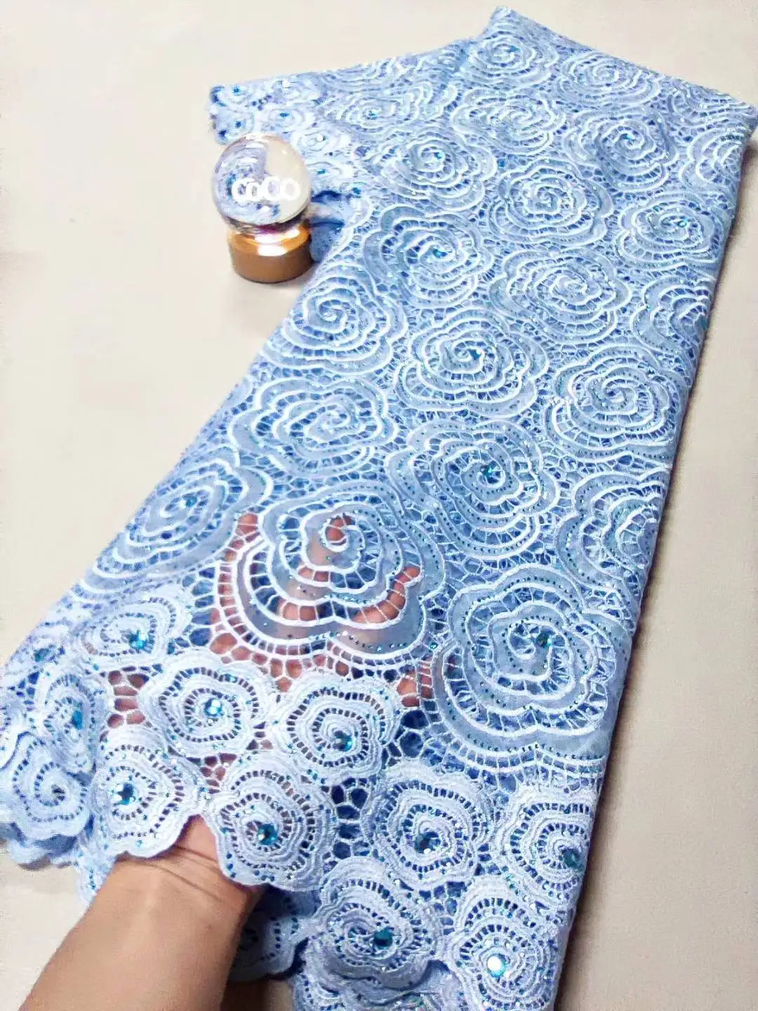 قماش دانتيل تول نيجيري أفريقي، فستان حفلات الزفاف من القطن عالي الجودة، ترتر للخياطة والتطريز، 5 ياردات، XL099,2025 #3