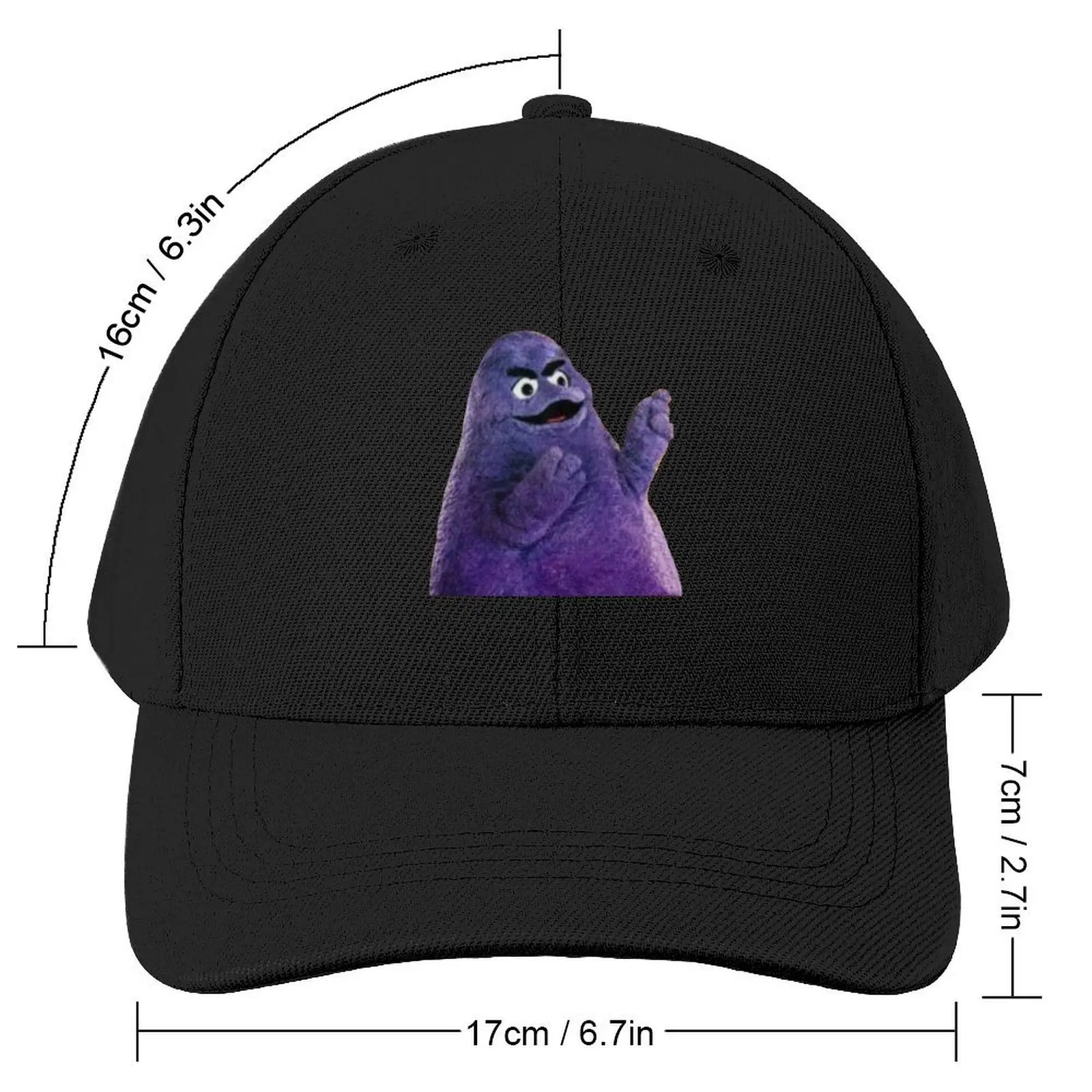 Angry Grimace McDonalds Baseball Cap Snap Back Hat Sunhat Christmas Hat Military Tactical Cap For Girls Men's