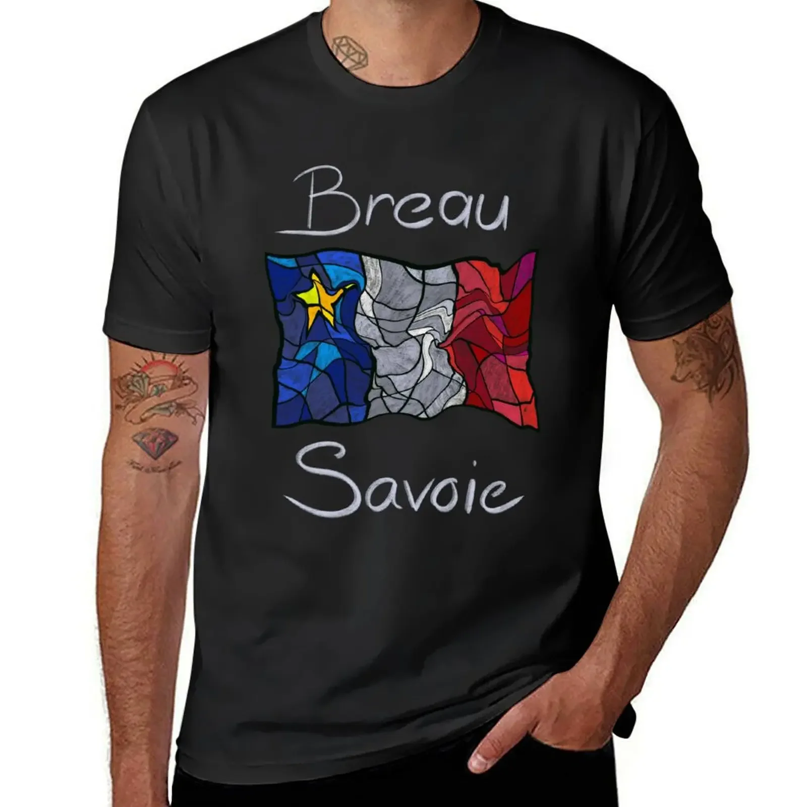 

Acadian Flag pastel liquid mosaic Breau-Savoie - Drapeau acadien mosaque liquide pastel vitrail Breau-Savoie T-Shirt