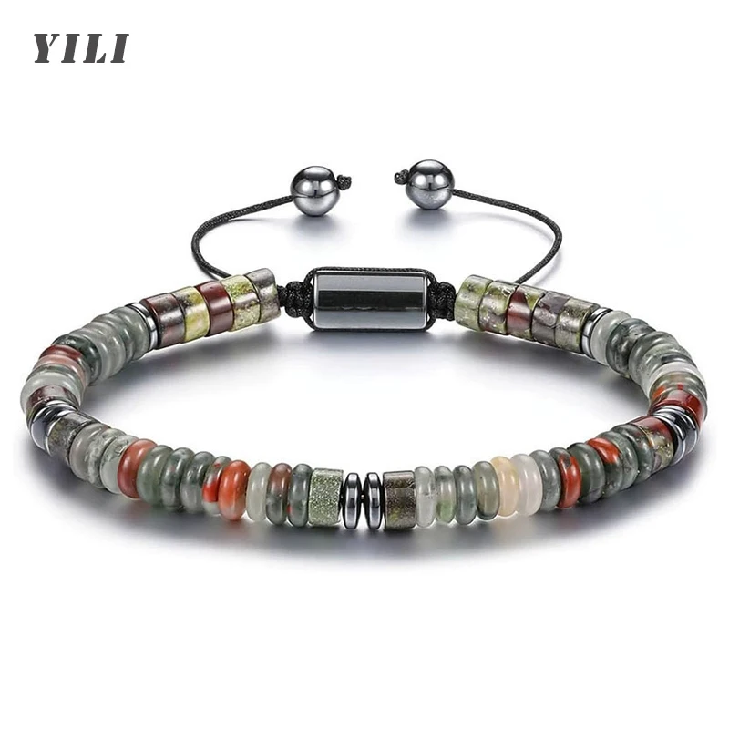 

Healing Crystal Bracelets Abacus Bead flat Beaded Bracelets for Men Women Adjustable Natural Stone Bracelets for Father Son