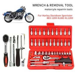 For Harley Davidson Sportster883 1200 XL883 XL1200 1250 46Pcs Wrench &Removal Tool For Auto Car Motorcycle Repairing