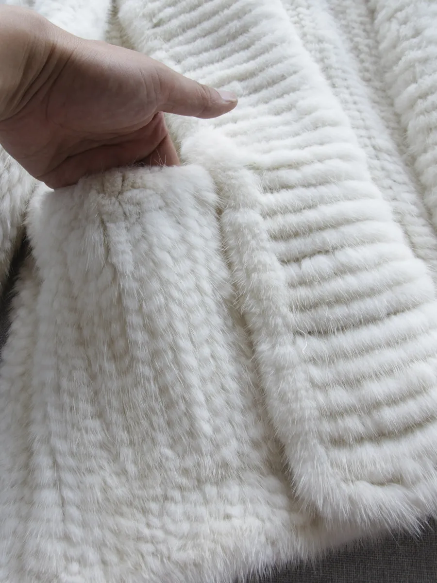 2025년 수입 밍크 양면 퍼 자켓, 젊은 감각의 네이비 칼라 가디건, 밍크 자켓 중장형