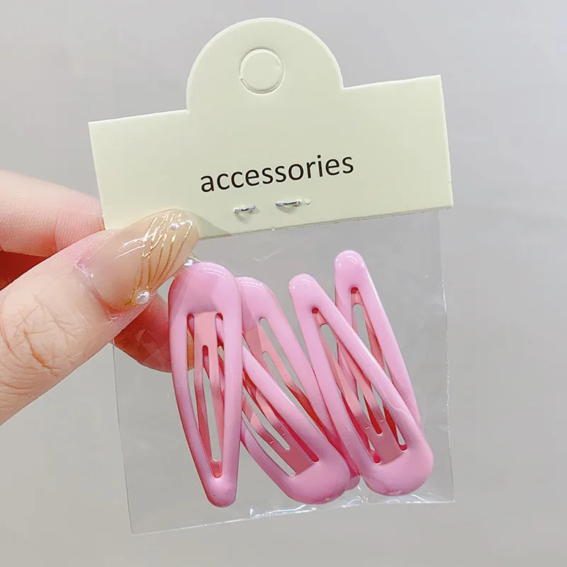 5pcs/set bagged Cute Solid Waterdrop Shape Hair Clips For Girls BB Side Hairpins Basic Barrettes Kids Fashion Hair Accessories