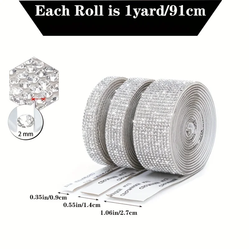 Self adhesive diamond ribbon roll crystal glitter tape handmade DIY gift decoration wedding supplies cosmetics vase decoration