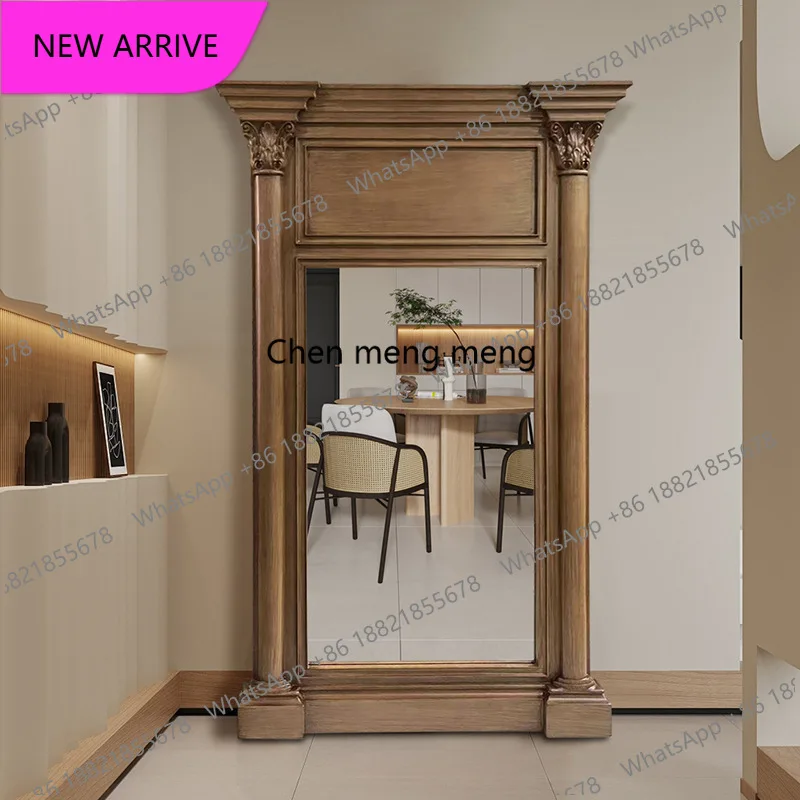 a139 American simple European full-length mirror French retro old frame carved mirror full-body floor mirror