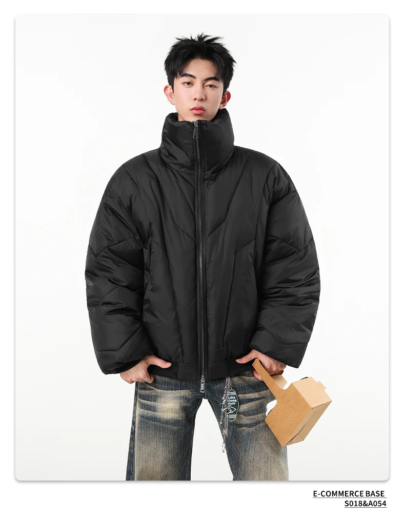 IEFB Faux Suede Warm Padded Winter Jacket For Men Retro Oversized Stand Collar Zip Casual Thick Outerwear Coat 9X4141