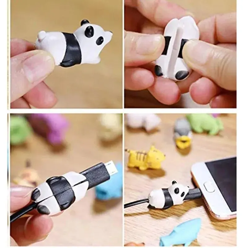 3Pcs Cute Bite Cartoon Animal Cable Protector Cord Wire Protection Mini Cover Charging Cable Winder High Quality Protector New