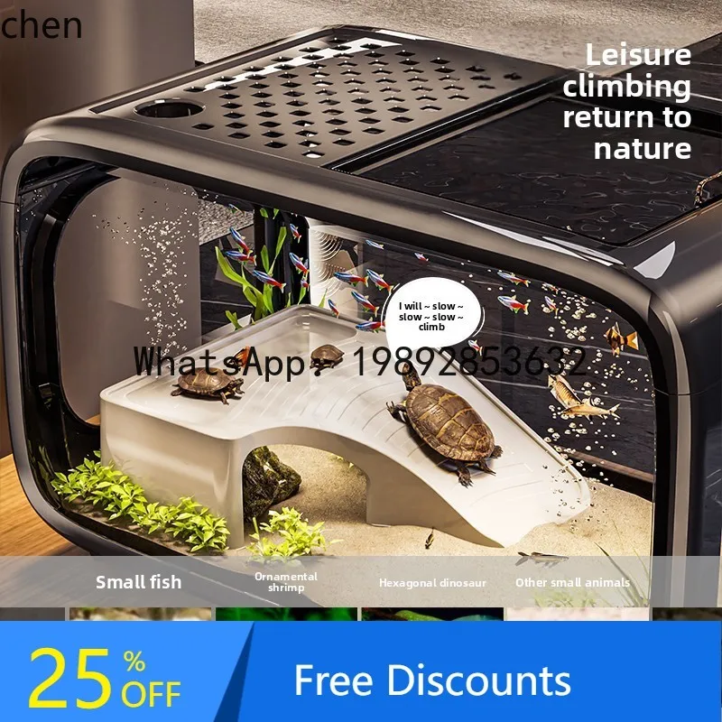 

fish tank living room ecological landscaping full set of filtration and oxygen production machine desktop small turtle tank