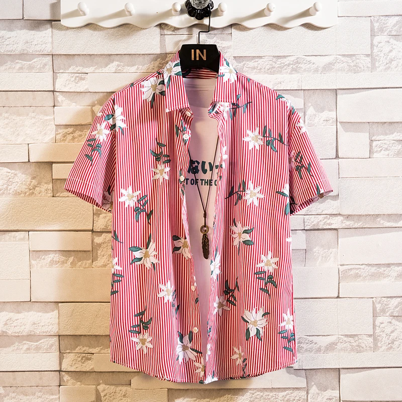 Summer Casual High Quality Cotton Mens Hawaiian Shirt Printed Short Sleeve Big Size Vintage Hawaii Men Beach Lapel Floral Shirts