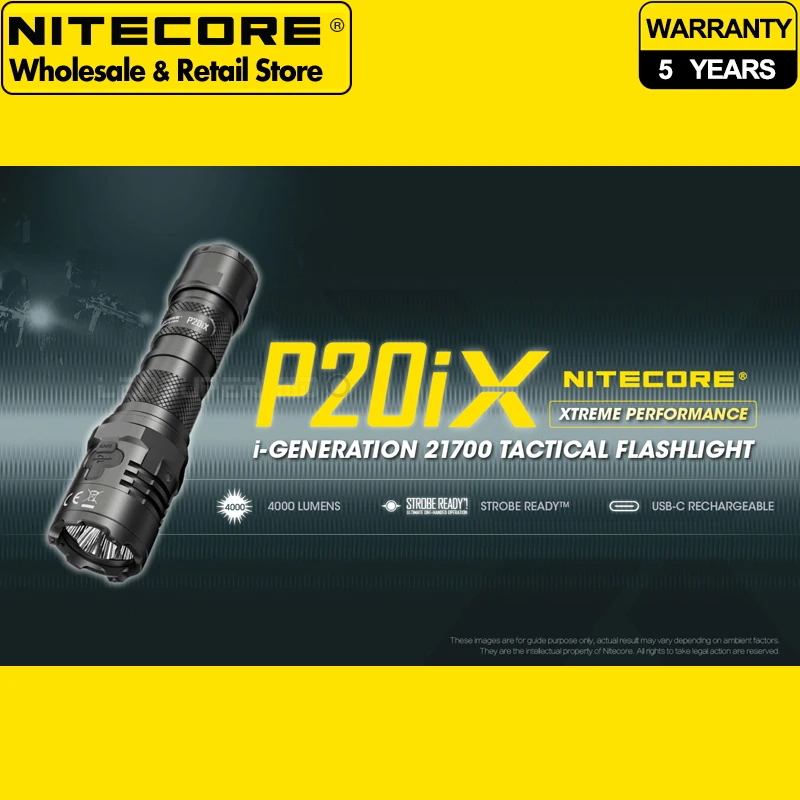 4000 Lumens Nitecore P20iX USB-C Rechargeable Tactical Flashlight with NL2150HPi 5000mAh Battery