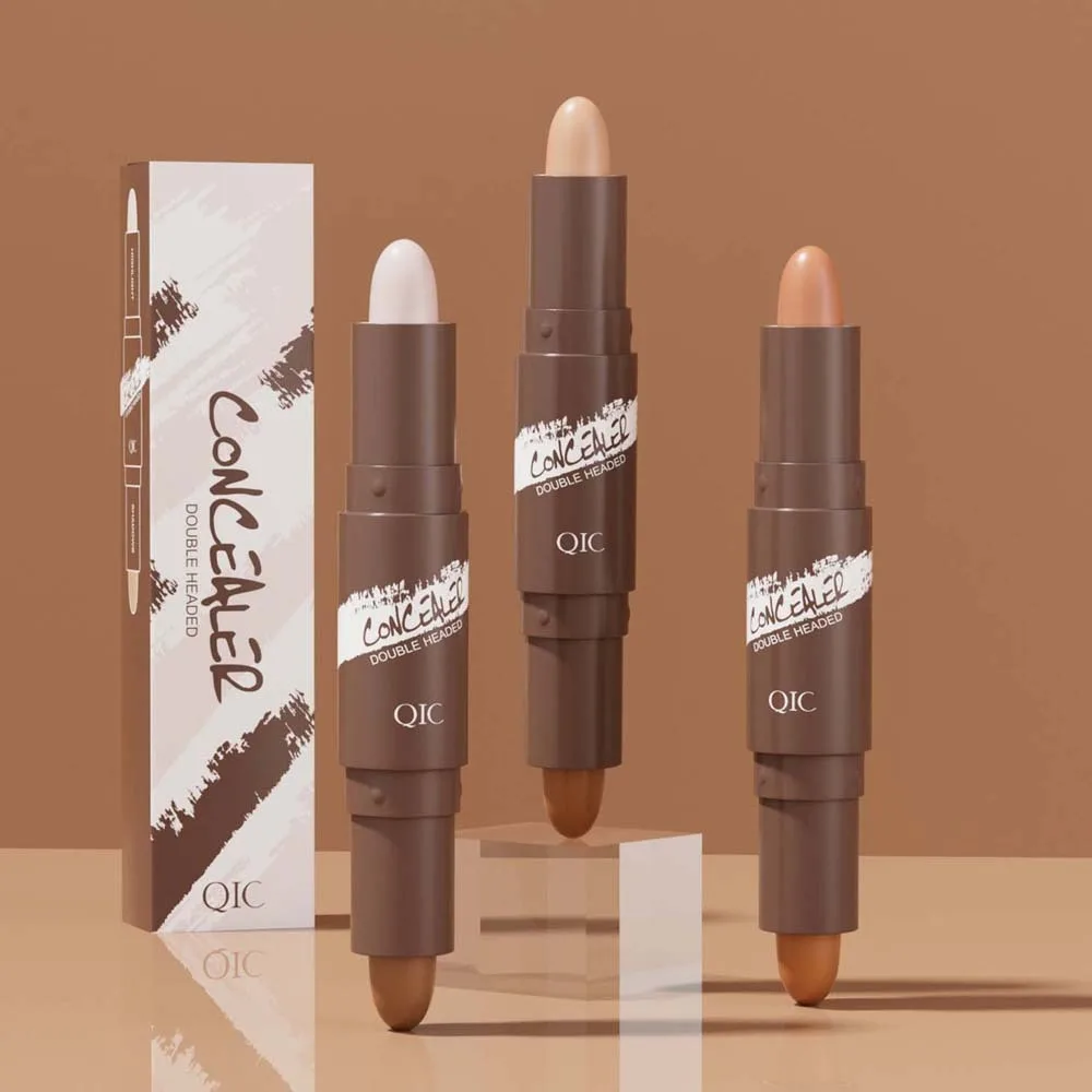 

Double Head Cream Contour Stick Smudge-Proof Natural Double Head Facial Concealer Brighten Cosmetic Smooth Base Makeup Outdoor