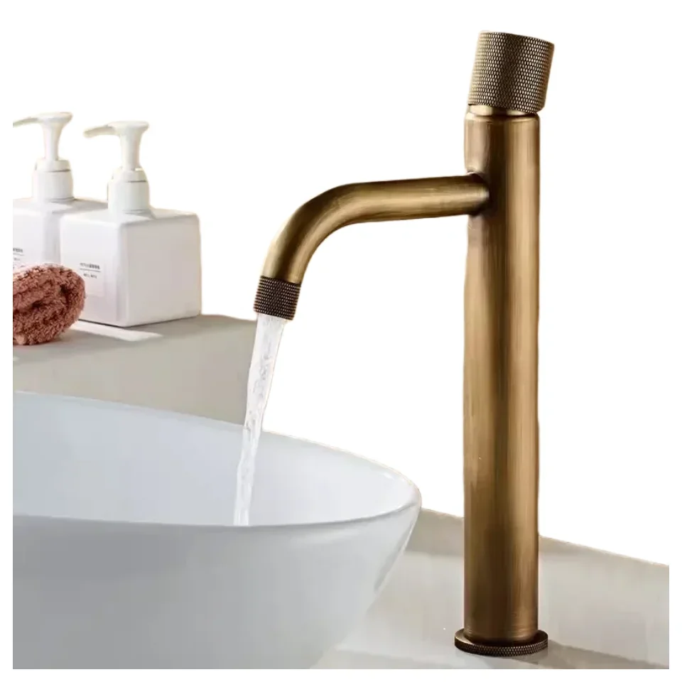 basin faucet antique bronze hot and cold brass sink