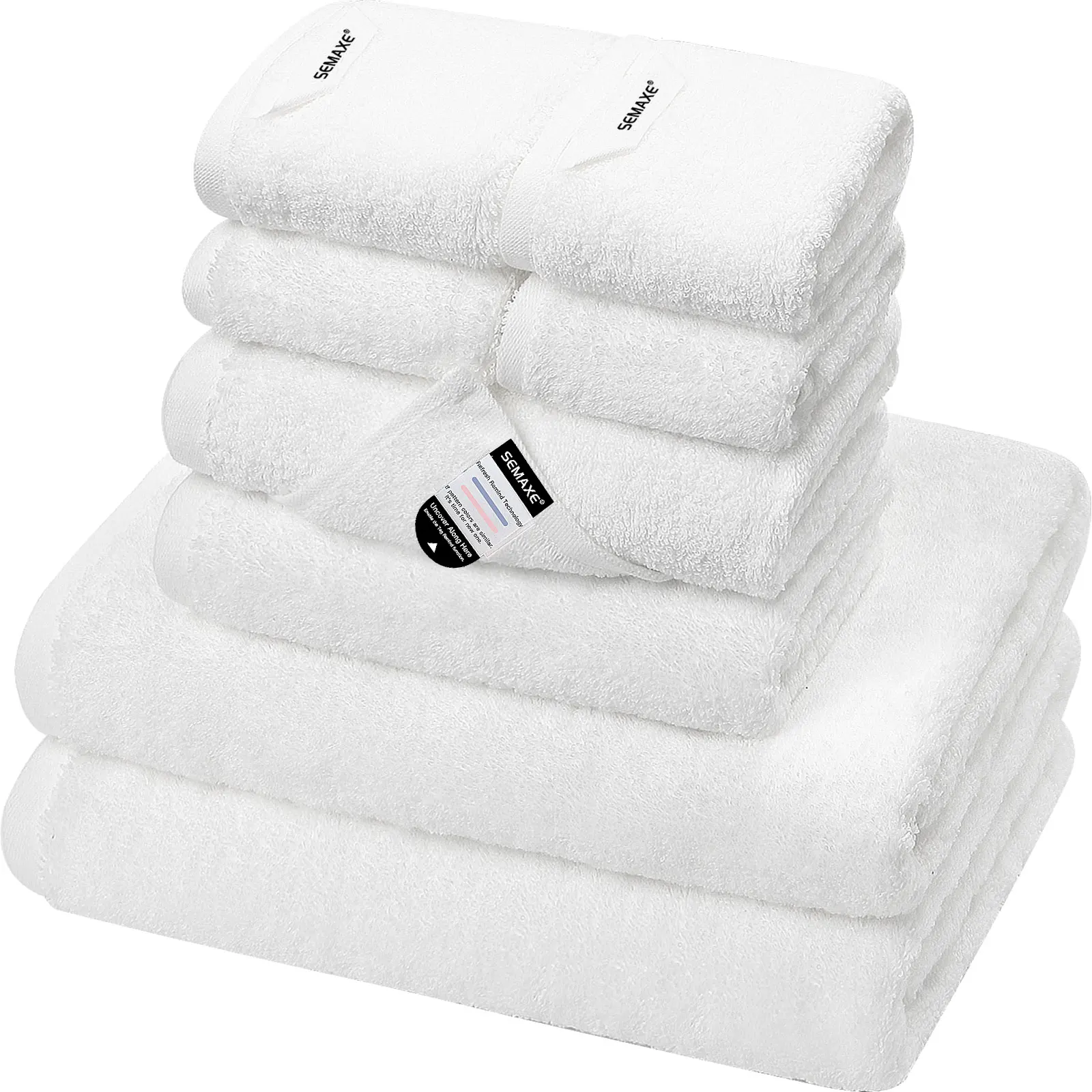 

Semaxe 8-Piece Luxury Cotton Towel Set for Bathroom | Solid Color, Hanging Loop | Home Hotel Use (2 Bath, 2 Hand, 4 Washcloths)
