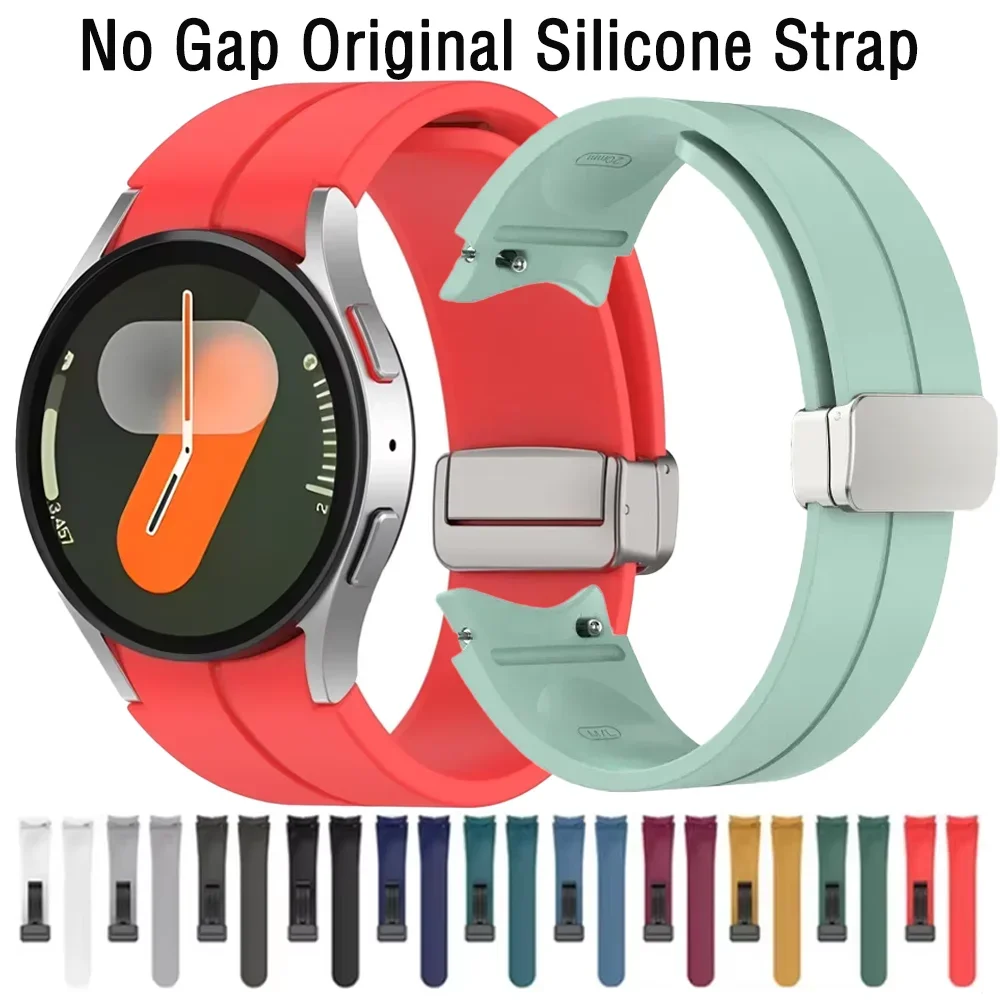 Correa de silicona Original para Samsung Galaxy Watch 7 6 5 4 FE 44mm 40mm 5Pro 45mm pulsera magnética reloj 6 4 Classic 43/47mm