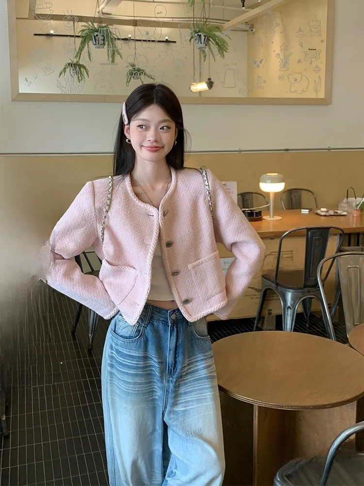 

Song Zhengen Pink ort Outerwear Women's Loose Long Sve Button Design Luxury Sle Autumn Winter Coat Ladies Faion