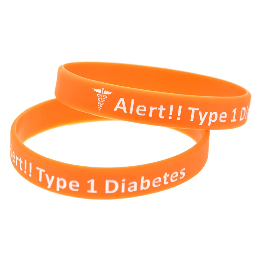 1PC/4PCS New Style Type 1 Diabetes Insulin Dependent Silicone Bangle Medical Bracelet for Patient Daily Wear