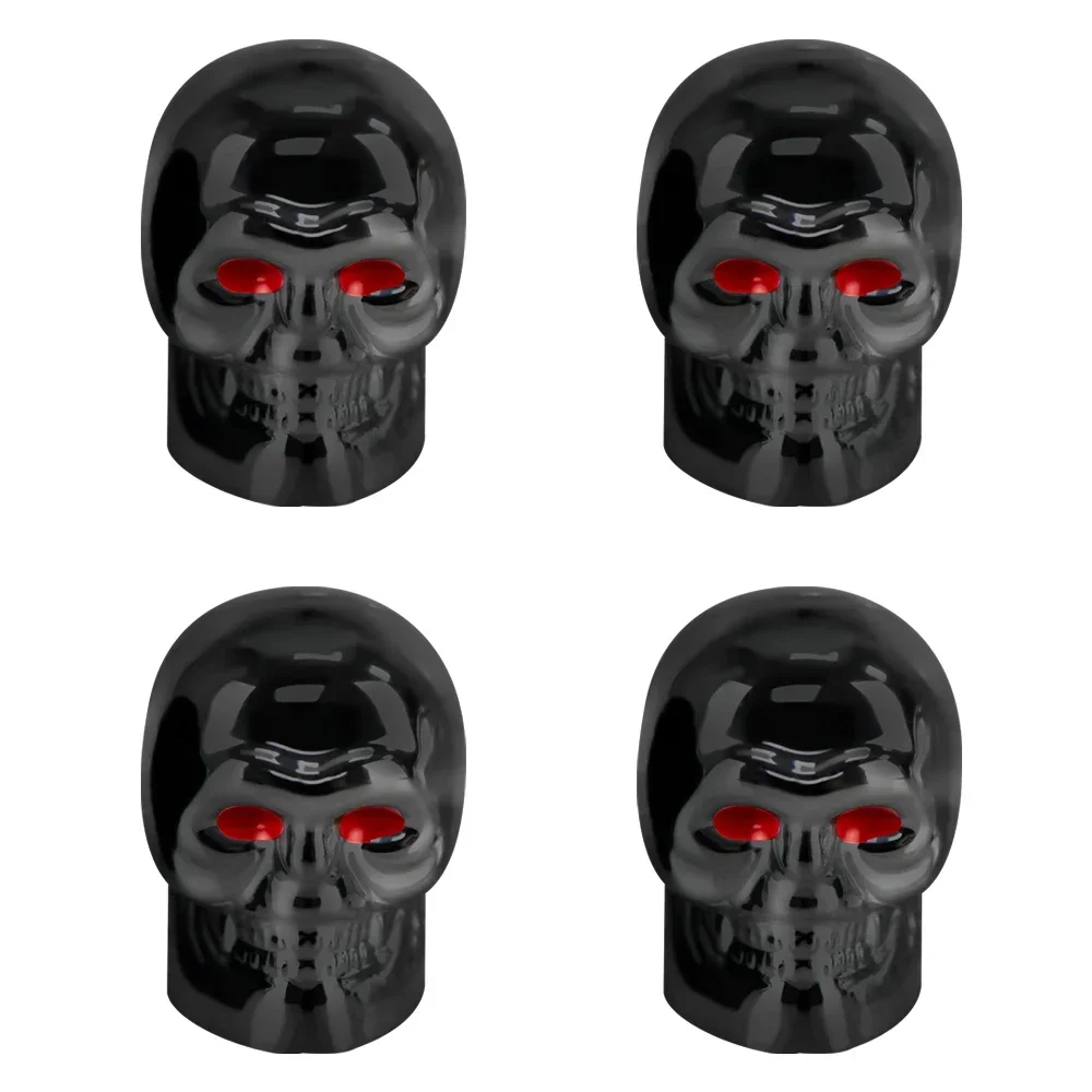 4Pcs Universal Car Skull Style Antirust Copper Core Motorcycle Bike Car Wheel Tyre Tires Valve Stem Caps Car Accessories