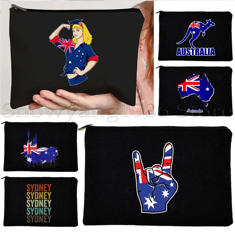 

Sydney Skyline Australia Flag Map Gift Adelaide Kangaroo Koalas Australian Girl Cosmetic Bag Makeup Lipstick Pouch Pencil Case