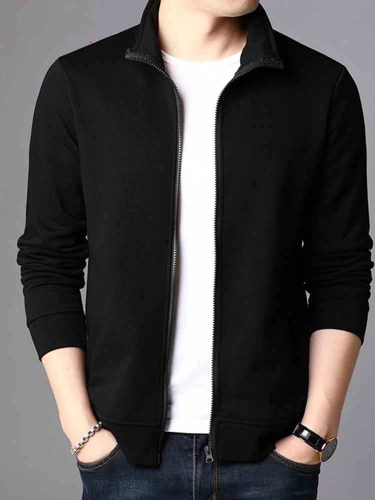 Men's Baseball Sle Jaet Stand Collar Workwear Spring Autumn Korean Version Sweatirt Top B327 Slim Fit Mixed Fabric