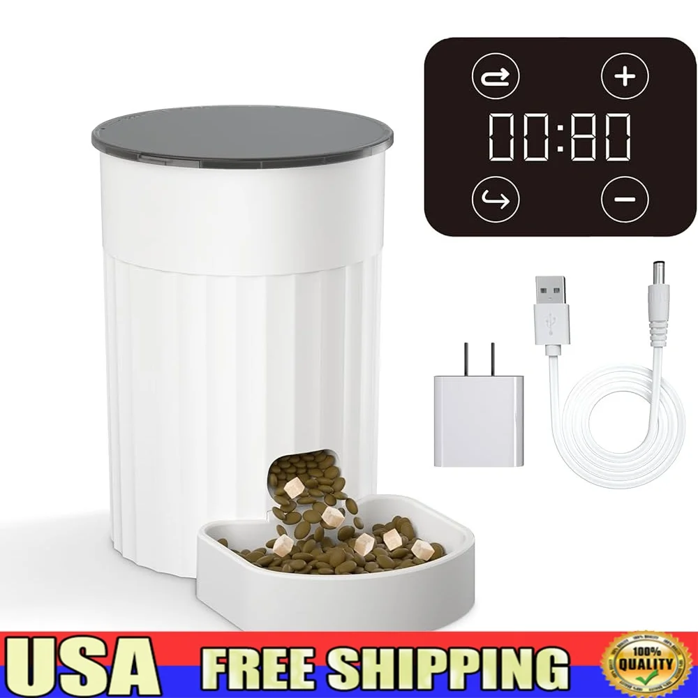 

Automatic Cat Feeder 3L Timed Dry Food Dispenser Programmable Pet Feeder Dual Power Anti-Jamming Feeding Schedule Cats and Small