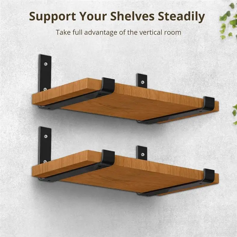 4Pcs Shelf Brackets 8.1 X 5.9In Brackets Industrial Shelf Brackets L Shape Right Angle Corner Bracket For Wall Mounted Shelves