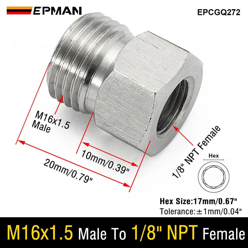 EPMAN Sensor Adapter Oil Water Pressure Temp M12x1.5 Or M16x1.5 Male To 1/8\