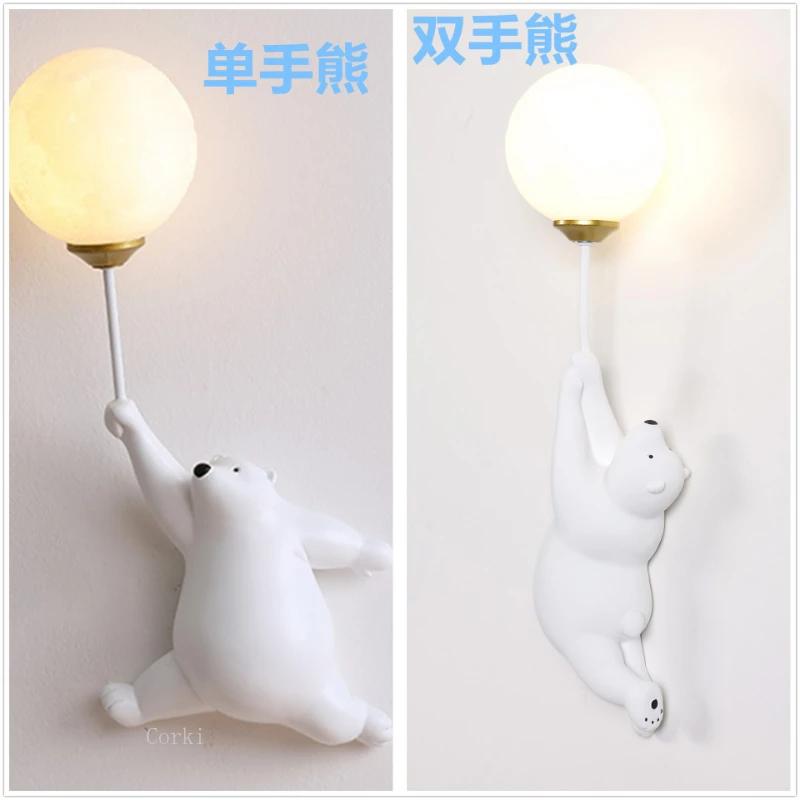 Imagem -04 - Lâmpada de Parede Urso dos Desenhos Animados para Crianças Luz de Parede de Cabeceira com Impressão 3d Iluminação Lunar Azul Branco Rosa Crianças Bebê Menina Quarto