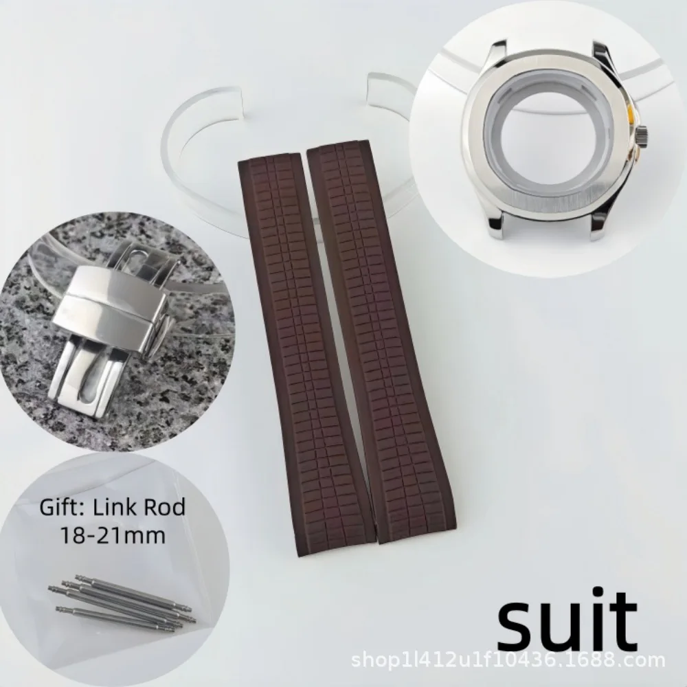 41mm Sports Stripe Rubber Watch Strap Kit For Men No Logo Multiple Color Men's Watch Strap Fit For NH35 Movement Watch Mod Parts