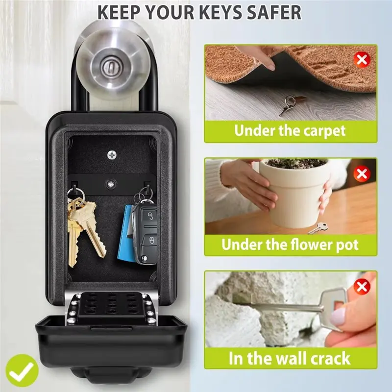 BTLIFE-Key Lock Box 12-Digit Combination Lock Large Safe Security Lockbo Outdoor Use