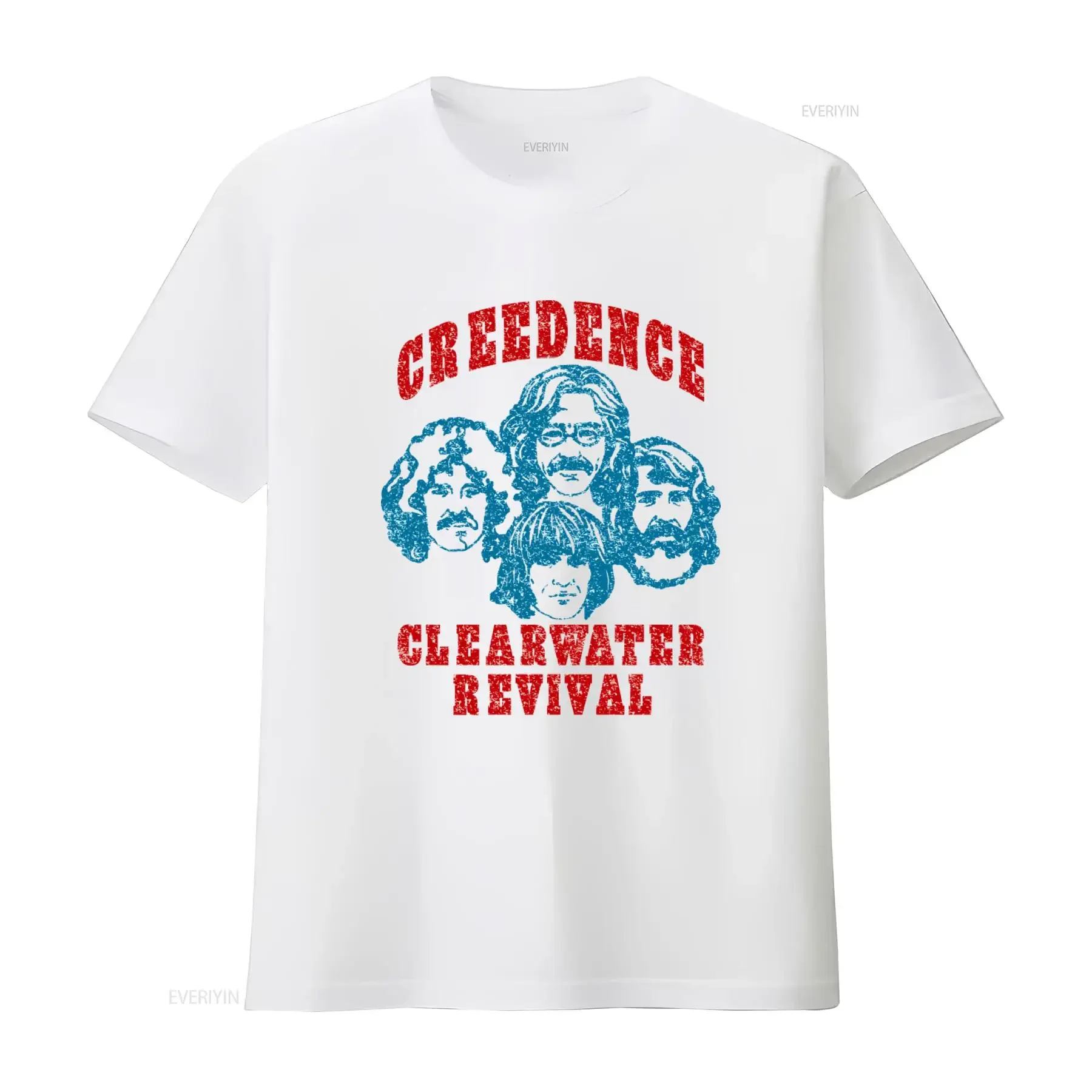 Creedence Clearwater Revival Band T Shirt Rock Music Concert Design  vintage Washed Unisex Top For Everyday Wear Stretched