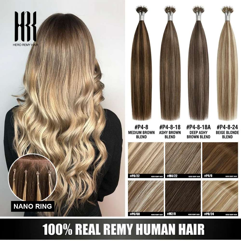 Nano Ring Micro Beads Link Extensions 100% Real Remy European Human Hair 0.7g Per Strand Highlight Hero Remy Hair