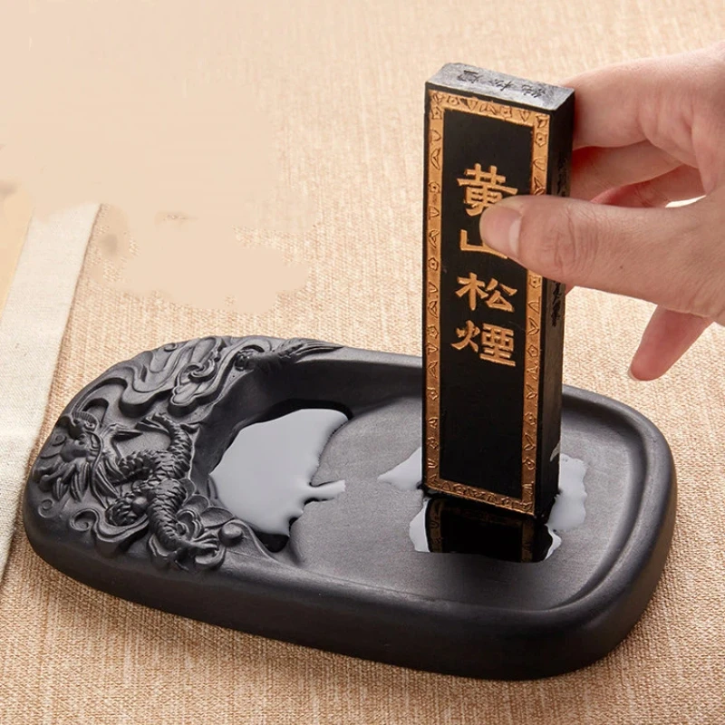 Natural Chengni Ink Stone Multifunctional Calligraphy Painting Gift for Students Beginners Collection Chinese Style Gift