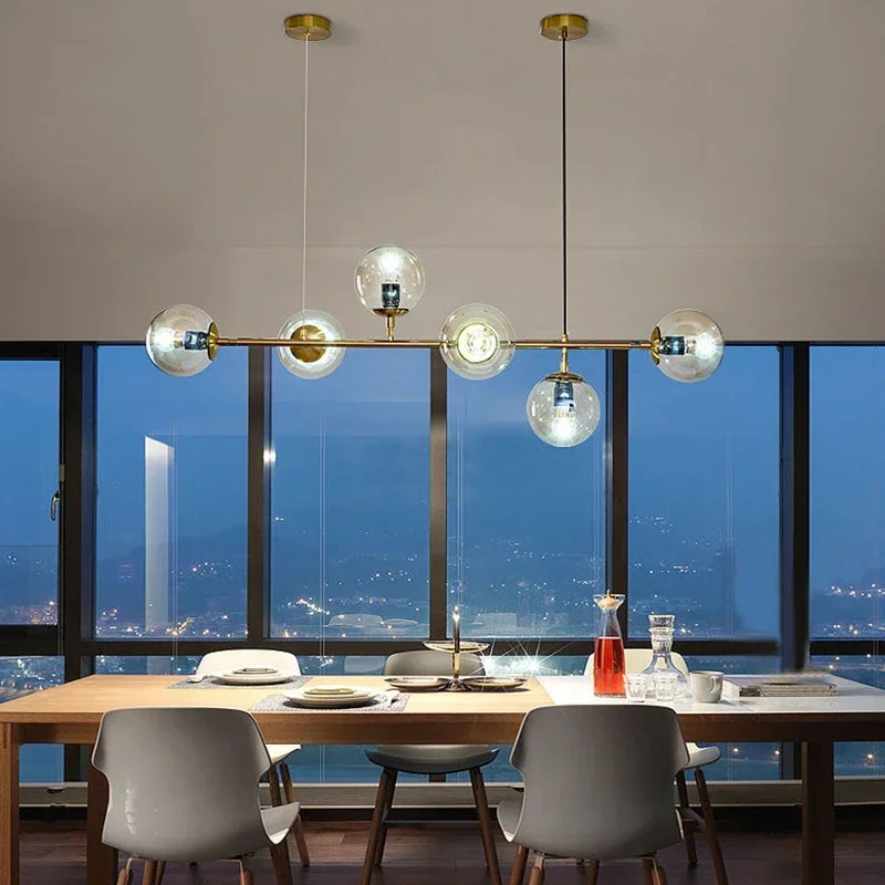 Nordic Art Glass Ball Ceiling Chandelier For Dining Table Kitchen Bedroom Bar Indoor Led Lighiting Decor Pendant Lamps Fixture