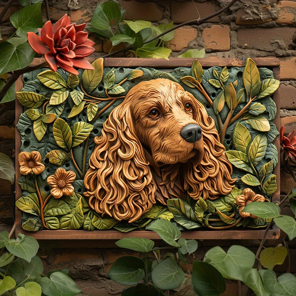 English Cocker Spaniel Sign Wall Art, Vintage Decor for Home, Garden, Studio - Autumn Winter Design, Ideal Gift for Dog Lovers