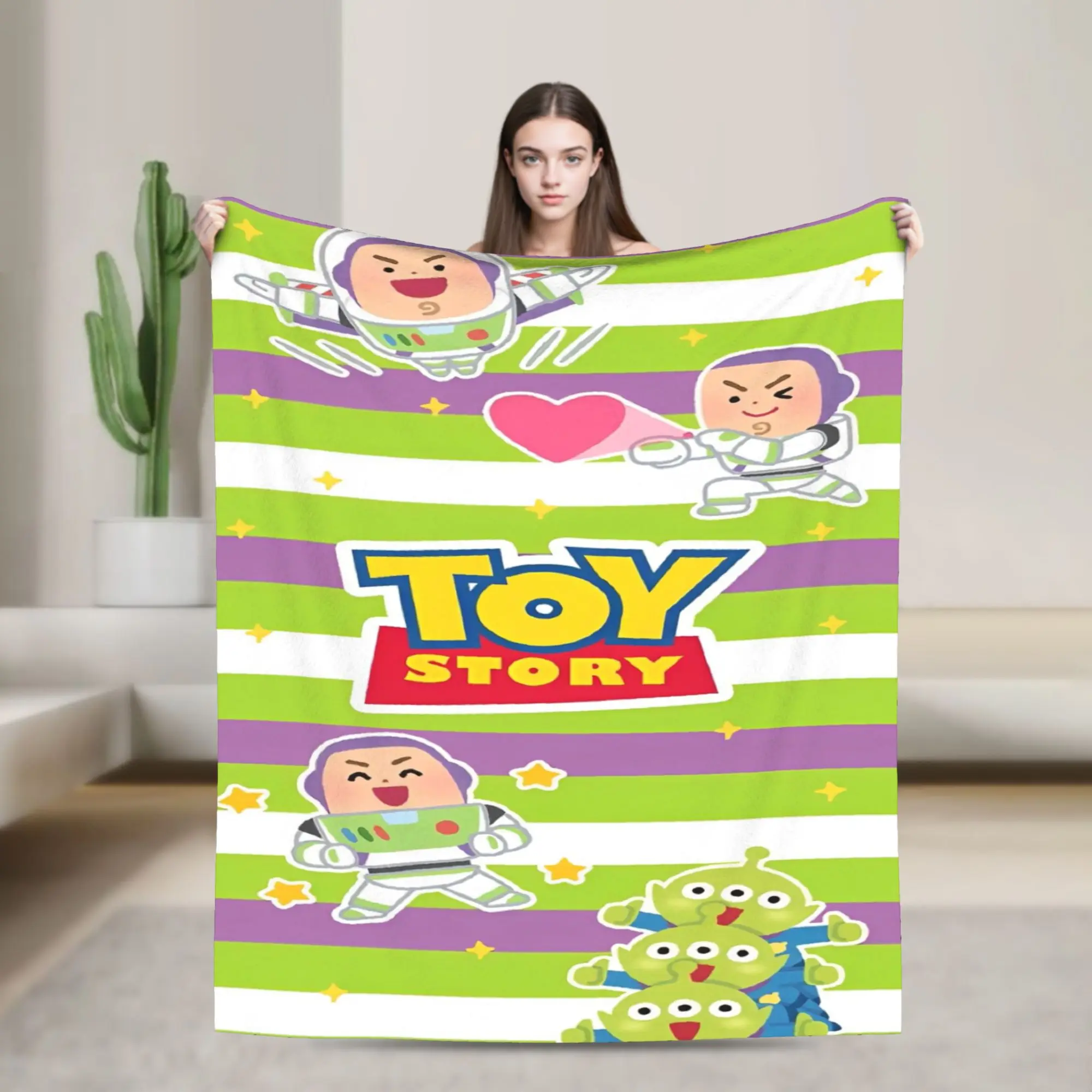 

Cartoon Toy Story Blanket Kawaii Cute Aliens Flannel Funny Breathable Throw Blanket for Coverlet Spring Autumn